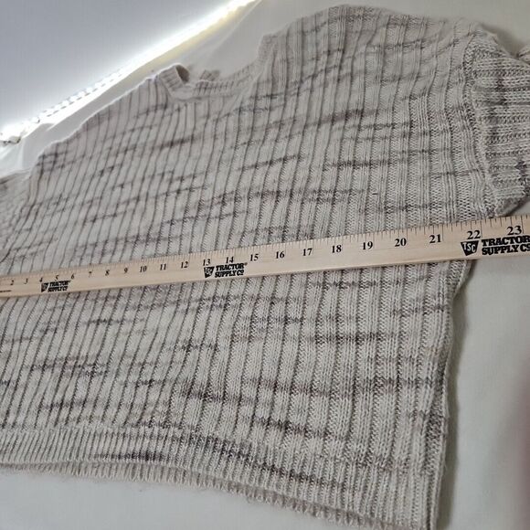 Lucky Brand Spacedye Beige Boxy Relaxed Fit  Ribbed Crewneck Boho Sweater Size L - Picture 8 of 9